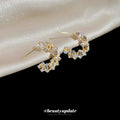 Copper Zircon C-Shaped Geometric Hoop Earrings Minimalist Light Luxury For Women view 2
