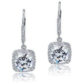 Geometric Square Round Drop Earrings For Women With Sparkling Zircon, Elegant Luxury Jewelry view 2