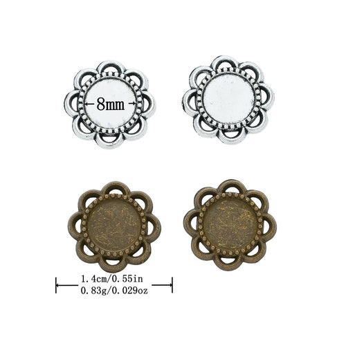 8mm Zinc Alloy Round Bezel Charm Pendant for DIY Necklace Bracelet Jewelry Making