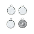 11.5mm Zinc Alloy Round Bezel Charm Pendant for DIY Necklace Bracelet Jewelry Making view 2