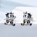 Cute Cow Stud Earrings, Enamel Heart Shape Women's Daily Fashion Ear Jewelry Accessories view 2