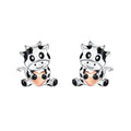 Cute Cow Stud Earrings, Enamel Heart Shape Women's Daily Fashion Ear Jewelry Accessories view 1