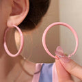 Cherry Blossom Pink Drip Glaze Hoop Stud Earrings Iron Letter Sweet Summer Jewelry view 2