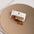 Cute Stainless Steel Enamel Strawberry Cherry Stud Hoop Earring Set For Girls Sweet Summer Earrings view 2