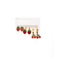 Cute Stainless Steel Enamel Strawberry Cherry Stud Hoop Earring Set For Girls Sweet Summer Earrings view 5