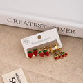 Cute Stainless Steel Enamel Strawberry Cherry Stud Hoop Earring Set For Girls Sweet Summer Earrings view 3