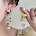 Elegant Pearl Stud Colorful Crystal Lily Of The Valley Flower Alloy Tassel Drop Vacation Earrings view 1