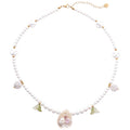 Stainless Steel Faux Pearl Flower Pendant Necklace Beach Vacation Light Luxury Collarbone Jewelry view 5