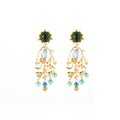 Vintage Palace Style Green Crystal Rhinestone Tree Branch Tassel Alloy Needle Bohemian Dangle Earrings view 5