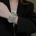 Luxury Wide Metal Bangle Round European American Statement Cuff Bracelet For Women view 2
