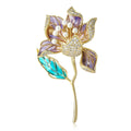 Alloy Rhinestone Lotus Leaf Brooch Floral Lapel Pin For Coats view 1
