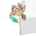 Alloy Rhinestone Lotus Leaf Brooch Floral Lapel Pin For Coats view 2