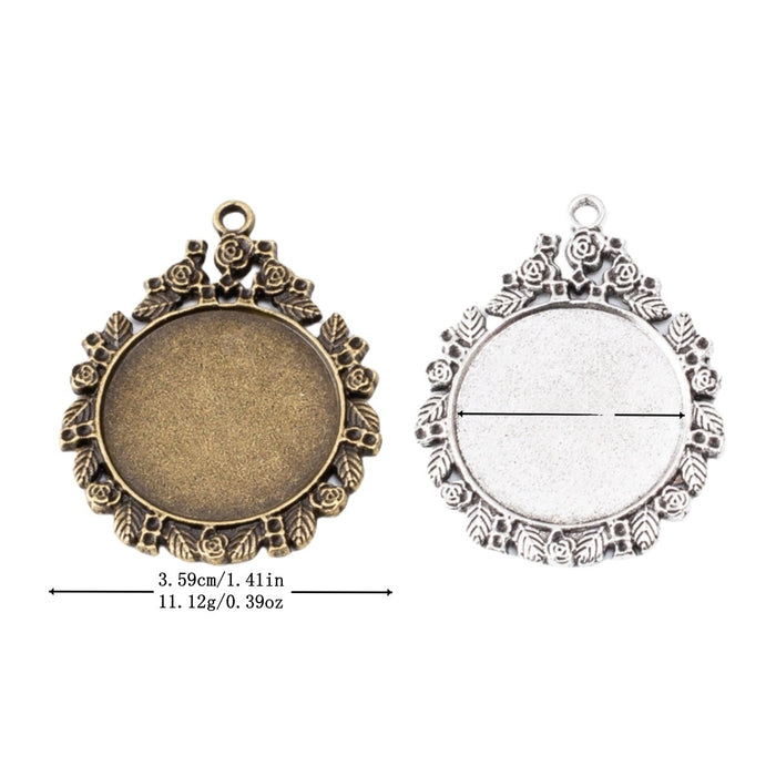 26mm Zinc Alloy Round Bezel Charm Pendant for DIY Necklace Bracelet Jewelry Making