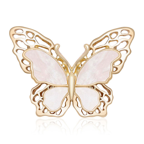 Luxury Alloy Double Shell Butterfly Brooch For Elegant Clothing Decoration
