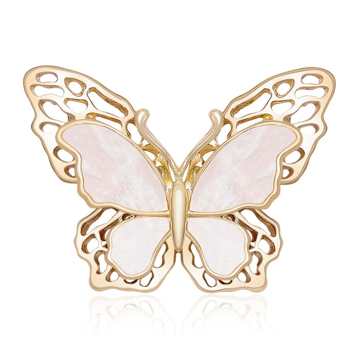 Luxury Alloy Double Shell Butterfly Brooch For Elegant Clothing Decoration
