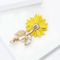 Alloy Enamel Sunflower Brooch Pin For Women's Suit Accessories view 3