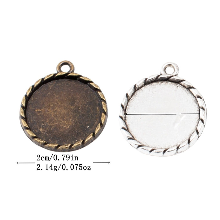 17mm Zinc Alloy Round Bezel Charm Pendant for DIY Necklace Bracelet Jewelry Making