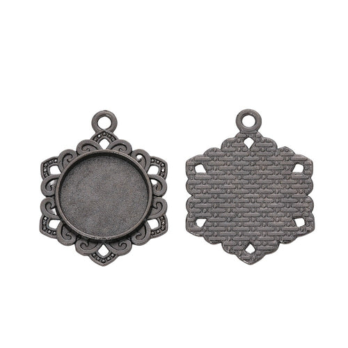 16mm Zinc Alloy Round Bezel Charm Pendant for DIY Necklace Bracelet Jewelry Making