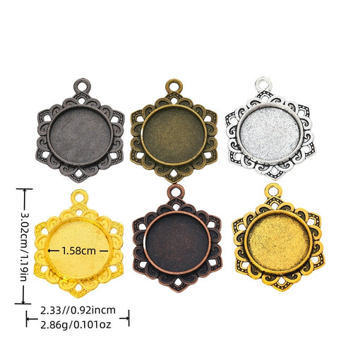 16mm Zinc Alloy Round Bezel Charm Pendant for DIY Necklace Bracelet Jewelry Making