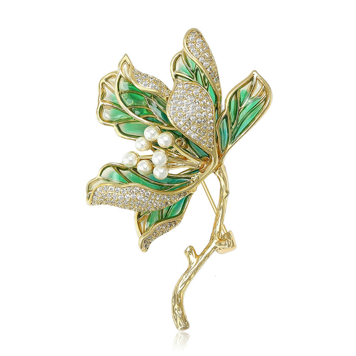 Alloy Rhinestone Lotus Brooch Pin For Elegant Suit Lapel Decoration