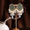 Vintage Bohemian Teardrop Rhinestone Alloy Pearl Tassel Ethnic Luxury Stud Earrings view 4
