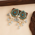 Vintage Bohemian Teardrop Rhinestone Alloy Pearl Tassel Ethnic Luxury Stud Earrings view 2