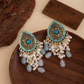 Vintage Bohemian Teardrop Rhinestone Alloy Pearl Tassel Ethnic Luxury Stud Earrings view 3