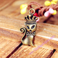 Crowned Fox Cat Alloy Charm Pendant 31x16mm