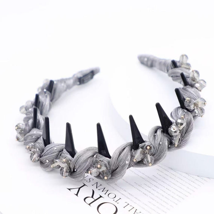 Crystal Non Slip Headband With Teethed Comb Design