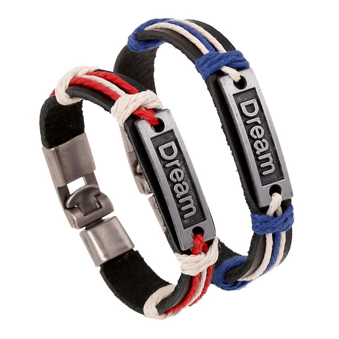 Dream Alloy Genuine Cowhide Leather Braided Couple Bracelet For Men And Women Fashion Accessory