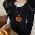 Korean Style Resin Croissant Smiley Bread Pendant Sweater Necklace For Commuter Outfits view 2