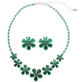 Light Luxury Copper Zircon Flower Pendant Necklace Earrings Jewelry Set For Women view 5