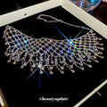 European American Light Luxury Copper Rhinestone Hollow Geometric Tassel Collarbone Necklace view 4
