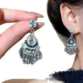 Copper Zircon Round Teardrop Tassel Drop Earrings Chic Geometric Fashion Ear Studs view 5