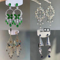 Copper Zircon Round Teardrop Tassel Drop Earrings Chic Geometric Fashion Ear Studs view 1
