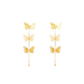 Elegant Gold Alloy 3D Butterfly Tassel Drop With Rhinestone Accents Summer Vacation Statement Earrings view 5