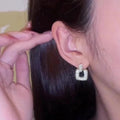 Shiny Drop Earrings, Water Drop Square Design Light Luxury Dress Matching Jewelry view 3