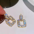 Shiny Drop Earrings, Water Drop Square Design Light Luxury Dress Matching Jewelry view 2