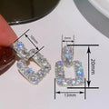 Shiny Drop Earrings, Water Drop Square Design Light Luxury Dress Matching Jewelry view 4