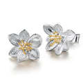Two Tone Lily Camellia Flower Stud Earrings For Women, Pastoral Daily Vacation Fashion Jewelry view 5