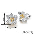 Two Tone Lily Camellia Flower Stud Earrings For Women, Pastoral Daily Vacation Fashion Jewelry view 4