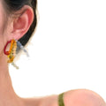 Natural Stone Rainbow Beaded Stud Earrings Sweet Vacation Retro Geometric Round Design view 5