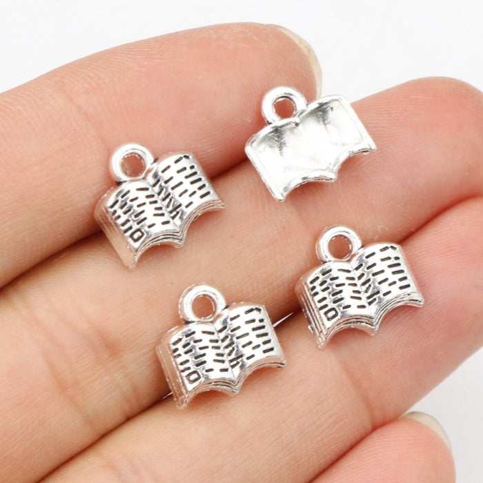 Alloy Book Bible Small Pendant Charm For DIY Jewelry Necklace Bracelet Accessories 12x11mm