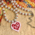 Light Luxury Vintage Court Style Faux Pearl Enamel Heart Pendant Necklace For Women view 2