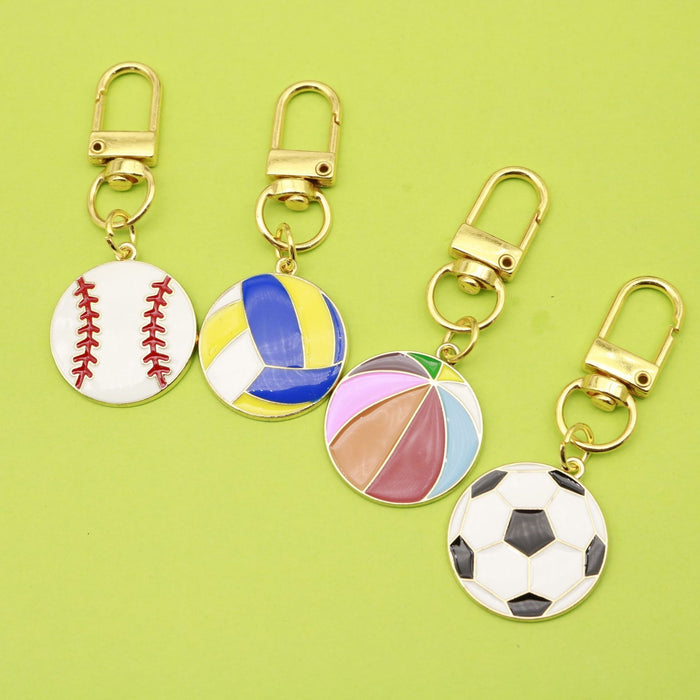 Zinc Alloy Enamel Sports Ball Keychain Bag Charm Gift