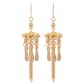 New Chinese Style Gold Plated Copper Lotus Tassel Drop Earrings Vintage Ethnic Hook Jewelry for Women view 5