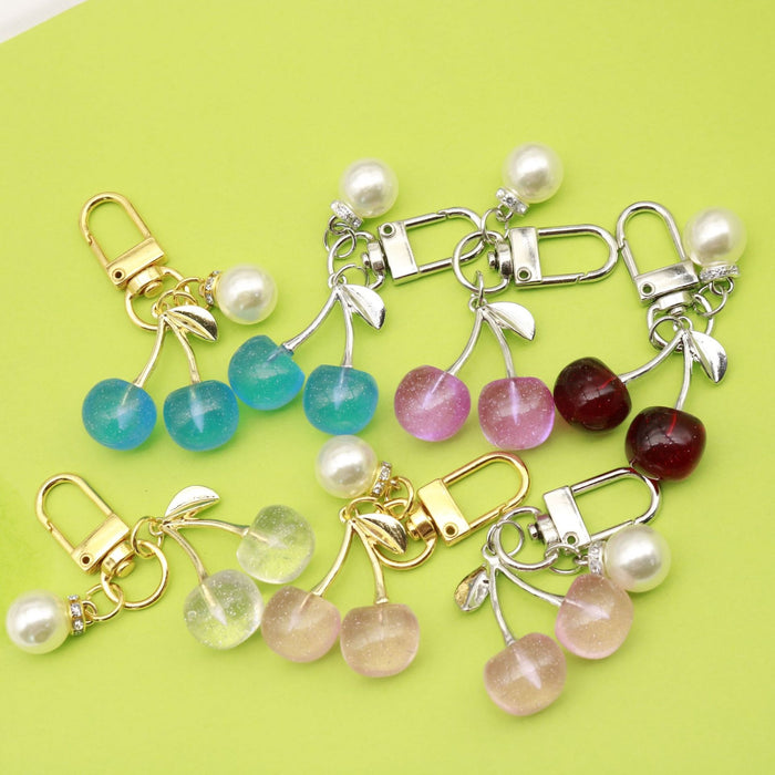 Metal 3D Cherry Fruit Keychain Cute Bag Charm Gift