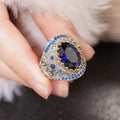 Metal Edged Heavy Work Bohemian Vintage Ring For Women, Two Tone Textured Geometric Jewelry view 2