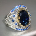 Metal Edged Heavy Work Bohemian Vintage Ring For Women, Two Tone Textured Geometric Jewelry view 3