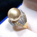 Middle East Heavy Design Two Tone Faux Pearl Statement Ring For Women Fashion Jewelry view 2